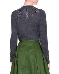 Jil Sander Long Sleeve Embellished Sweater Charcoal