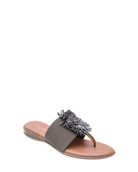 Charcoal Embellished Thong Sandals