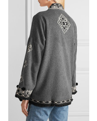 Figue Haveli Embellished Wool And Cashmere Blend Jacket Gray