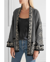 Figue Haveli Embellished Wool And Cashmere Blend Jacket Gray