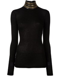 Charcoal Embellished Wool Sweater
