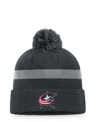 FANATICS Branded Charcoal Columbus Blue Jackets Authentic Pro Home Ice Cuffed Knit Hat With Pom At Nordstrom