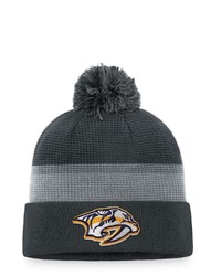 FANATICS Branded Charcoal Nashville Predators Authentic Pro Home Ice Cuffed Knit Hat With Pom At Nordstrom