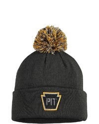 adidas Graygold Pittsburgh Penguins Locker Room Cuffed Knit Hat With Pom In Charcoal At Nordstrom