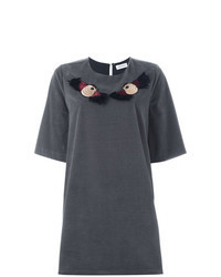 Charcoal Embroidered Casual Dress