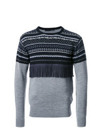 Charcoal Embroidered Crew-neck Sweater