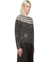 Nina Ricci Grey Embroidered Icelandic Sweater