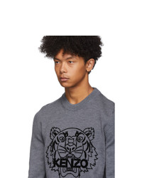 Kenzo Grey Wool Tiger Sweater