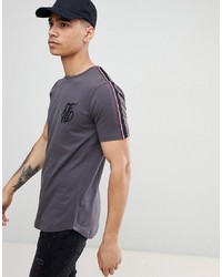DFND Curved Hem T Shirt With Sleeve Tape