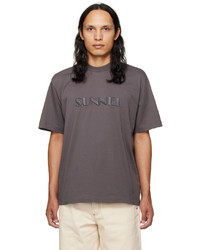 Sunnei Gray Embroidered Classic T Shirt