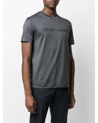 Emporio Armani Logo Embroidered Crew Neck T Shirt