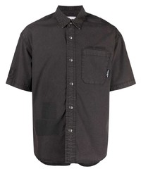 Charcoal Embroidered Denim Short Sleeve Shirt