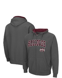 Colosseum Charcoal Mississippi State Bulldogs Arch Logo 30 Full Zip Hoodie