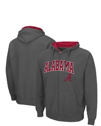 Colosseum Charcoal Alabama Crimson Tide Arch Logo 30 Full Zip Hoodie