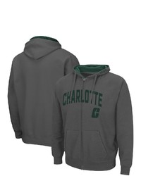 Colosseum Charcoal Charlotte 49ers Arch Logo 30 Full Zip Hoodie