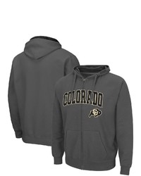 Colosseum Charcoal Colorado Buffaloes Arch Logo 30 Full Zip Hoodie
