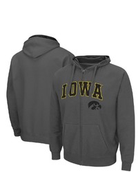Colosseum Charcoal Iowa Hawkeyes Arch Logo 30 Full Zip Hoodie At Nordstrom