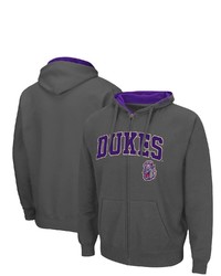 Colosseum Charcoal James Madison Dukes Arch Logo 30 Full Zip Hoodie