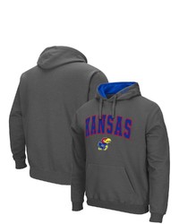 Colosseum Charcoal Kansas Jayhawks Arch Logo 30 Pullover Hoodie