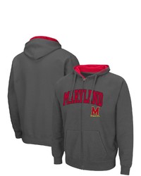 Colosseum Charcoal Maryland Terrapins Arch Logo 30 Full Zip Hoodie