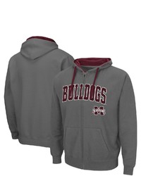 Colosseum Charcoal Mississippi State Bulldogs Arch Logo 20 Full Zip Hoodie At Nordstrom