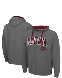 Colosseum Charcoal Montana Grizzlies Arch Logo 20 Full Zip Hoodie At Nordstrom