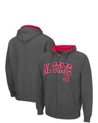 Colosseum Charcoal Nc State Wolfpack Arch Logo 30 Full Zip Hoodie