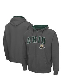 Colosseum Charcoal Ohio Bobcats Arch Logo 30 Full Zip Hoodie