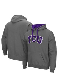Colosseum Charcoal Tcu Horned Frogs Arch Logo 20 Pullover Hoodie