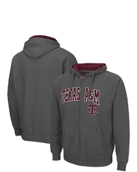 Colosseum Charcoal Texas A M Aggies Arch Logo 30 Full Zip Hoodie