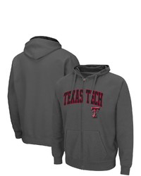 Colosseum Charcoal Texas Tech Red Raiders Arch Logo 30 Full Zip Hoodie