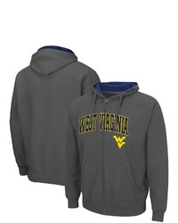Colosseum Charcoal West Virginia Mountaineers Arch Logo 30 Full Zip Hoodie