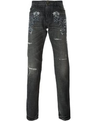 Charcoal Embroidered Jeans