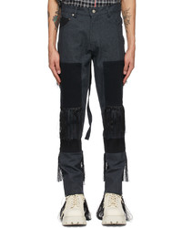 Youths in Balaclava Grey Black Fringed High Waisted Jeans