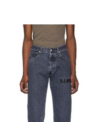 Helmut Lang Grey Embroidered Masc Hi Straight Jeans