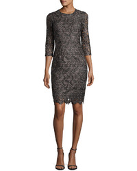 St. John Collection Plume Embroidered Guipure Lace Dress