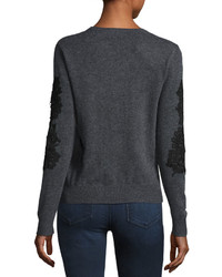 philosophy Lace Applique Pullover Sweater Gray