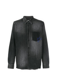 Charcoal Embroidered Long Sleeve Shirt