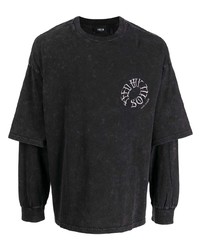 FIVE CM Logo Embroidered Long Sleeve Layered T Shirt