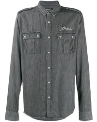 Charcoal Embroidered Shirt Jacket