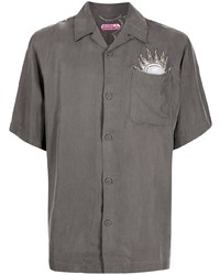 Charcoal Embroidered Short Sleeve Shirt