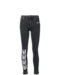Charcoal Embroidered Skinny Jeans
