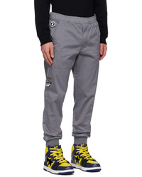 AAPE BY A BATHING APE Gray Embroidered Lounge Pants