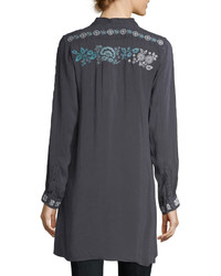 Johnny Was Skye Long Sleeve Embroidered Georgette Tunic
