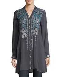 Johnny Was Skye Long Sleeve Embroidered Georgette Tunic