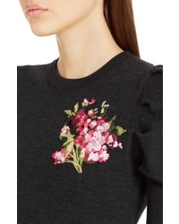 Dolce & Gabbana Dolcegabbana Embroidered Wool Puff Sleeve Sweater