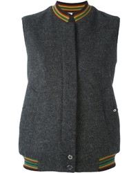 Charcoal Embroidered Wool Vest