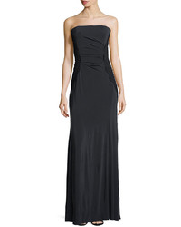 Donna Karan Strapless Fringed Lace Overlay Gown Charcoal