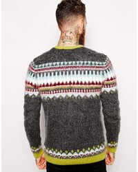 Asos Brand Fair Isle Sweater With Mohair
