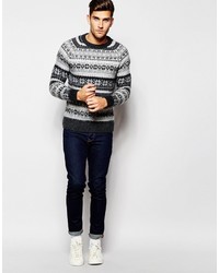Selected Homme Brushed Fair Isle Knitted Sweater